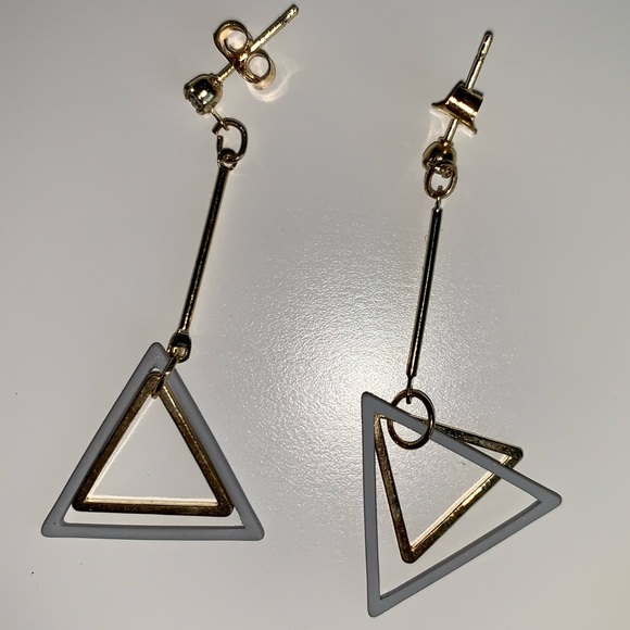 Japanese Geometric Triangle Drop Dangle Earrings - Picture 4 of 6
